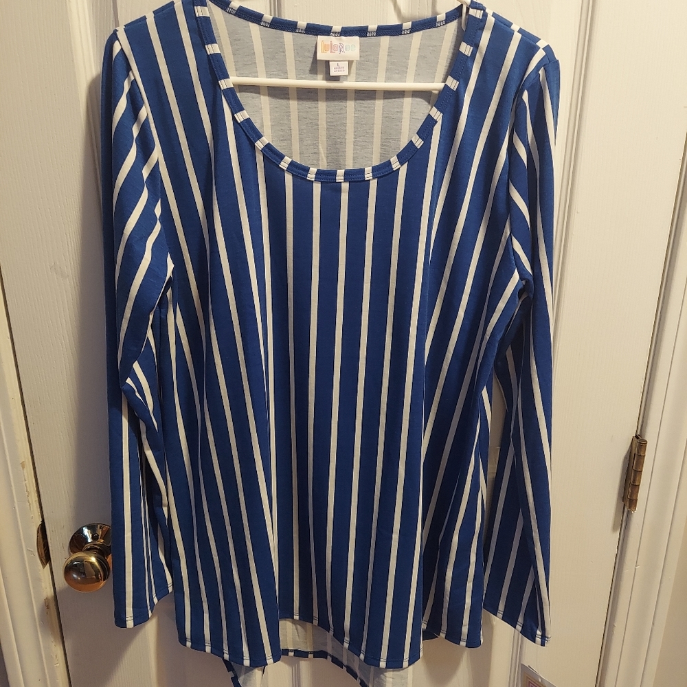 Lularoe Lynnae Royal Striped Top